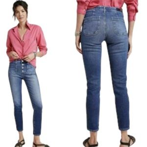 Anthropologie AG Womens Jeans Vintage Stevie Ankle Button Up Blue. size 29